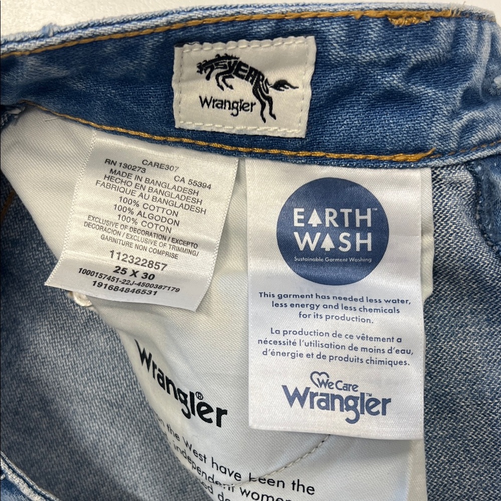 Wrangler Distressed Blue Wide Leg Jeans - Picture 4 of 4